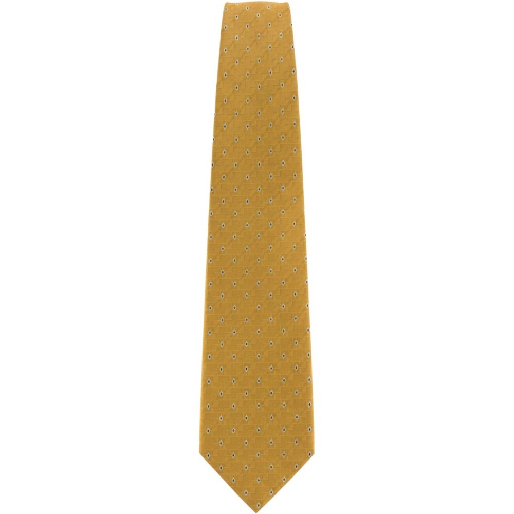 Lavorazione Artigianale Mustard Yellow Diamond Silk Tie Made in Italy Mens